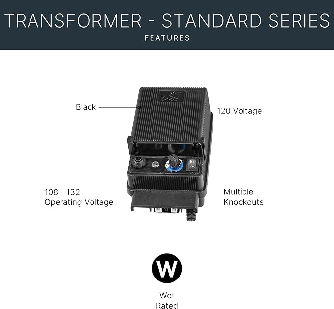 Kichler Standard Series 60W Transformer in Black, Low Voltage Power Supply for 12V Lighting Systems, 15E60BK