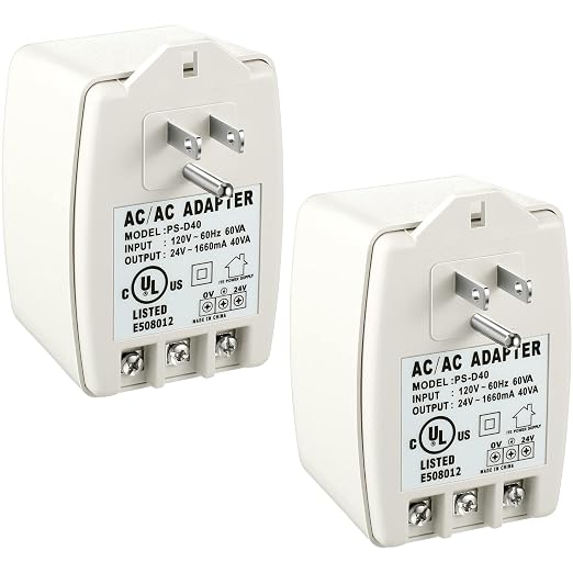 Hotop 2 Pack 24 Volt Transformer 40 VA AC Transformer Plug in with PTC Fuse Compatible with Ring Doorbell and Thermostat Compatible with Nest, Ecobee, Sensi/Honeywell/24V Adapter(Without Screw Holes)