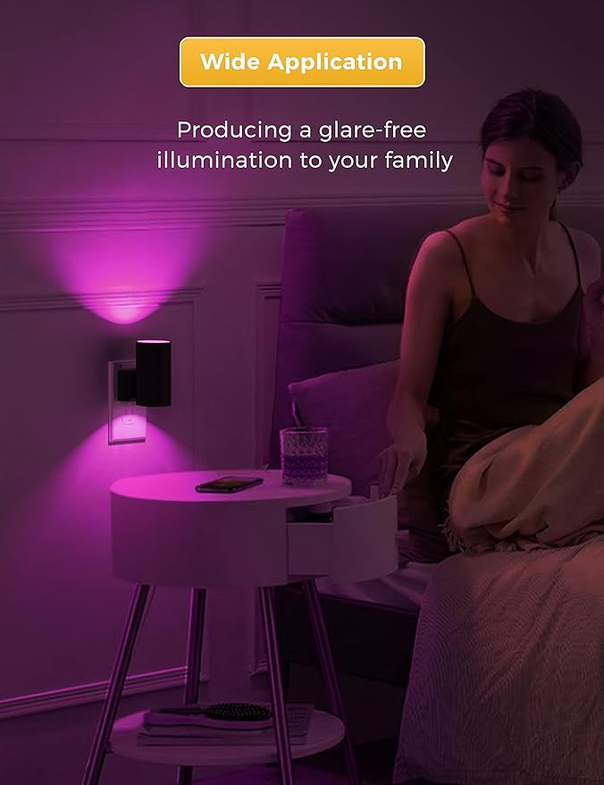 L LOHAS LED Night Light, Night Lights Plug into Wall, Color Changing Nightlight RGB with Light Sensor, Home Decor for Kids Gifts, Halloween, Christmas, Holiday, Hallway Bedroom Kids’ Room, 2 Pack