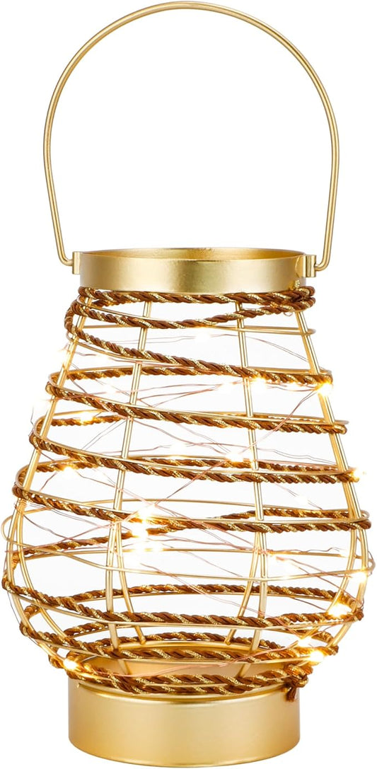 Metal Cordless Table Lamp 8 "H Metal Cage LED Cage Lamp with 6-Hour Timer, Vintage Decorative Fairy Lights Lantern for Indoor/Outdoor Bedrooms Weddings Parties Patio Events