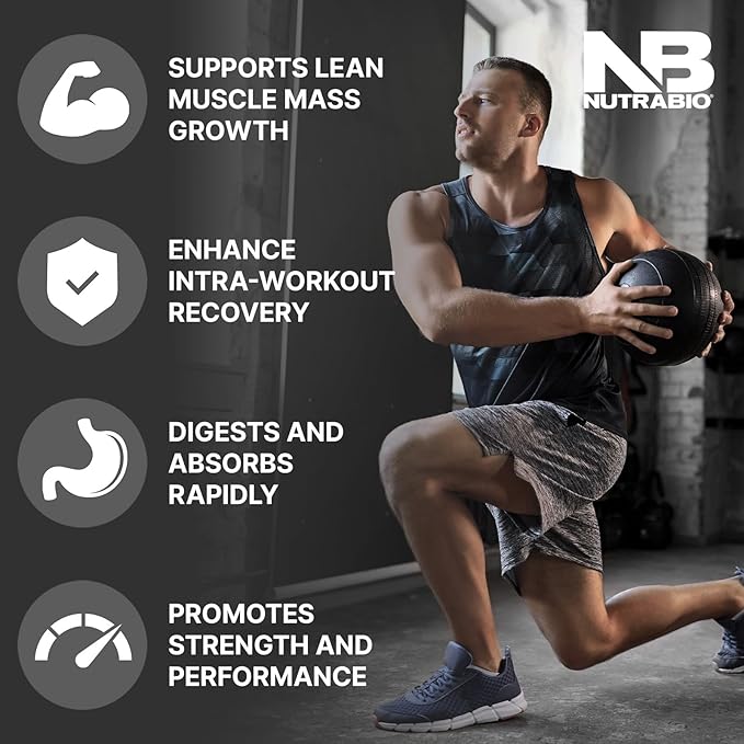 NutraBio Intra Blast Bcaa Powder Amino Acid Supplement, Electrolyte & Hydration Blend, Intra, Pre Workout & Muscle Recovery, 20g Eaa Amino Acids Powder, 5g Glutamine- Sweet Tea, 30 Serving