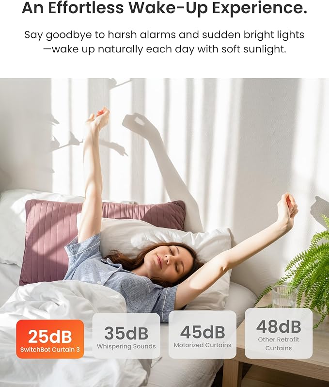 SwitchBot Smart Automatic Curtain Opener 2 Packs with Hub3 - Bluetooth Remote Control with App/Timer, High-Performance Motor, Unlimited Power, Add Hub to Compatible with Alexa, Google Home, HomeKit