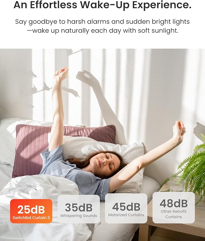 SwitchBot Smart Automatic Curtain Opener with Solar Panel - Bluetooth Remote Control with App/Timer, High-Performance Motor,Add Hub to Compatible with Alexa, Google Home, HomeKit
