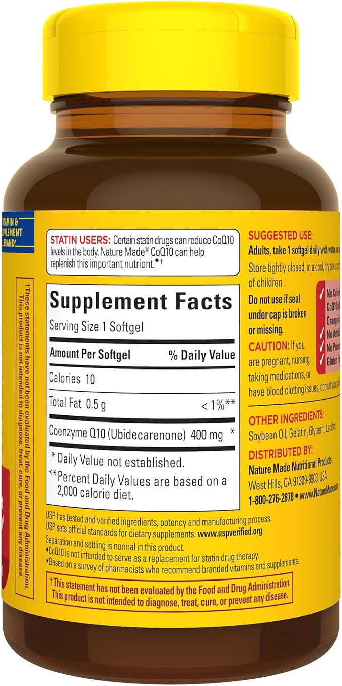 Nature Made CoQ10 400mg Softgels, Dietary Supplement for Heart Health Support, 40 Count, 40 Day Supply