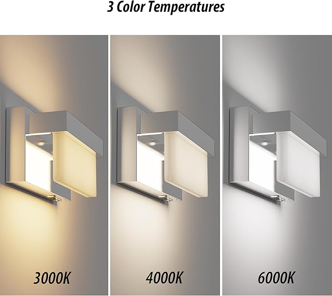 Battery Wall Sconce Chrome Wall Light with On/Off Switch 8 inch LED Wall Lamp Acrylic Lampshade 3CCT Sconce Wall Lighting