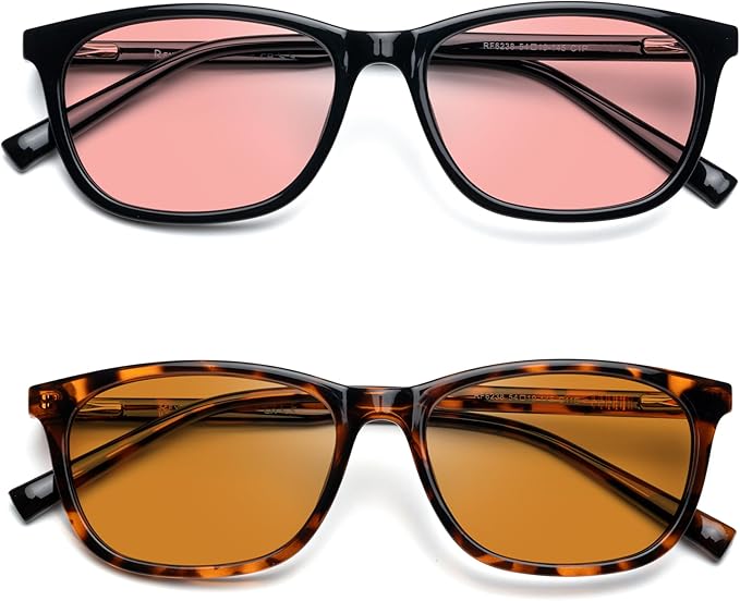 FL-Rose Tinted Blue Light Blocking Glasses for Migraine, Light Sensitivity, Photophobia & Fluorescent Glare JF6238