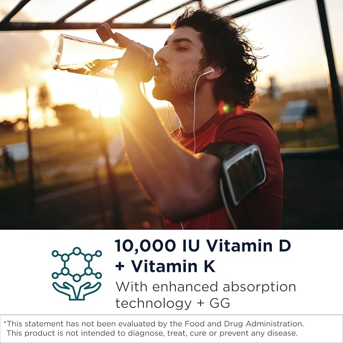 Designs for Health D-Evail 10K - Supplément de vitamine D 10 000 UI avec vitamine K (K1, K2 sous forme de MK-4) + GG - Soutien osseux, cardiovasculaire et immunitaire - Vitamine D3 à biodisponibilité améliorée (60 gélules)