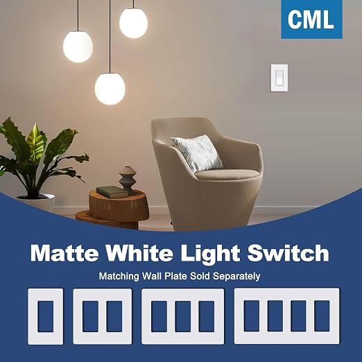 CML Matte White Decorator Rocker Paddle Light Switch, 100 Pack Single Pole Wall Switch, 15A 120/277V, On/Off Interrupter, UL Listed