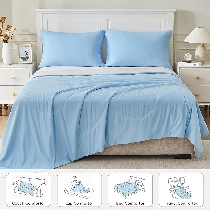 HOMFINE Cooling Comforter Twin Size, Purple Summer Cooling Blanket for Hot Sleepers and Night Sweats, Japanese Double-Sided Cold Tech Fabric Q-Max 0.45, Soft Breathable Silky Smooth Lightweight