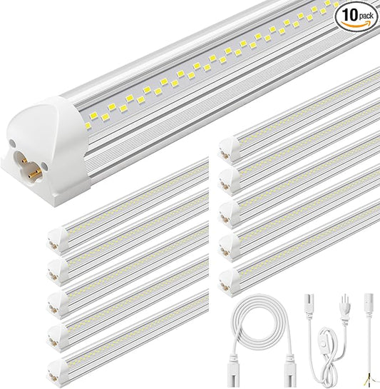 ELEKICO Super Bright 50w 7200lm 5000k V Shape 4ft Led Shop Lights for Workshop 4ft, 4' Linkable 4 Foot Led Shop Lights with Plug in Power Cable On/Off Switch for Garage Basement Warehouse