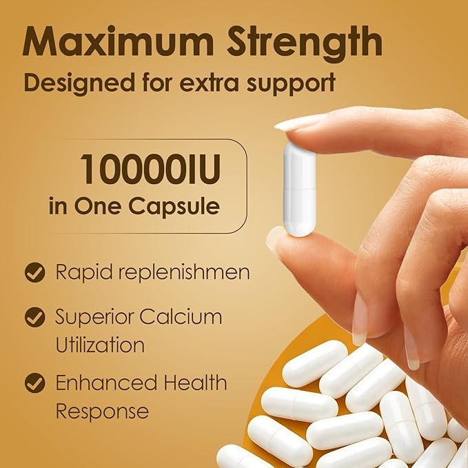 NATURE TARGET ビタミンD3 K2、高効能 10,000 IU D3、100 mcg K2(MK-7) サプリメント MCT配合、最高吸収シナジーフォーミュラ、骨、カルシウム、免疫の健康をサポート、120カプセル