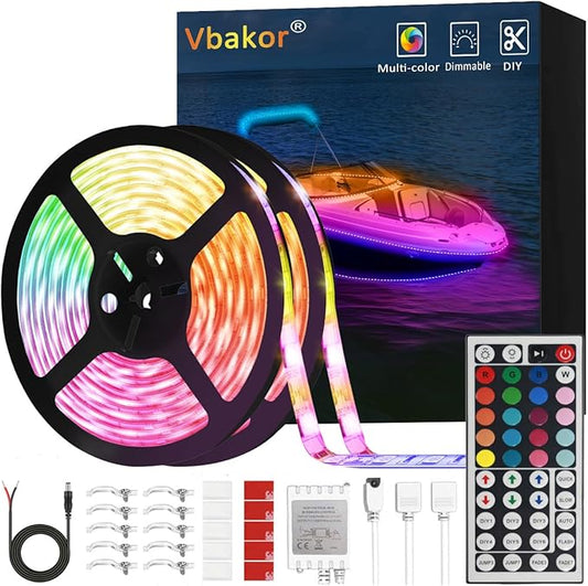 Boat Strip Lights Waterproof 50FT, 12v RGB Marine Pontoon Boat Lights, Boats Interior Deck Cabin Light, Night Fishing Lighting for Jon Bass, Yacht, Kayak, RV