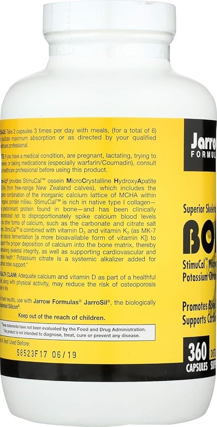 Jarrow Formulas BoneUp pour la densité osseuse - Vitamines D3 et K2, soutien du calcium, 360 gélules, favorise la nutrition du squelette, jusqu'à 60 jours d'approvisionnement (lot de 2)