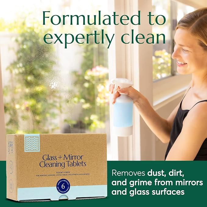 CLEANOMIC Comprimés de nettoyage pour vitres et miroirs et lot de boîtes de rangement