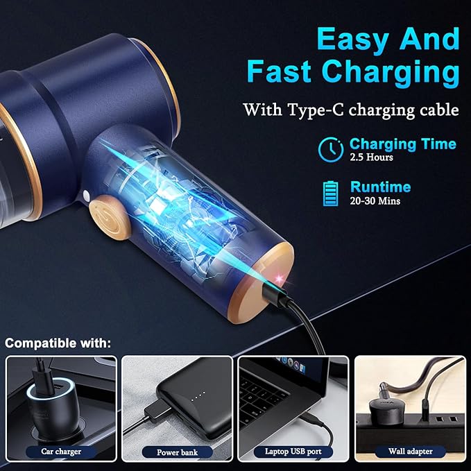 KMM Handheld Car Vacuum Cleaner, 9000Pa Vacuum Cleaner and Air Duster, 120W High Power Hand Held Vacuum with LED Light and Multi-Nozzles for Car, Home, Office, Pet