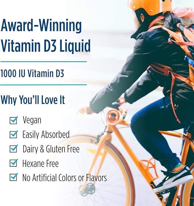 Nordic Naturals 植物性ビタミンD3リキッド - 30ml - ビタミンD3 1000 IU - 健康な骨、気分、免疫システム機能の維持に - 非遺伝子組み換え、ビーガン対応 - 60回分