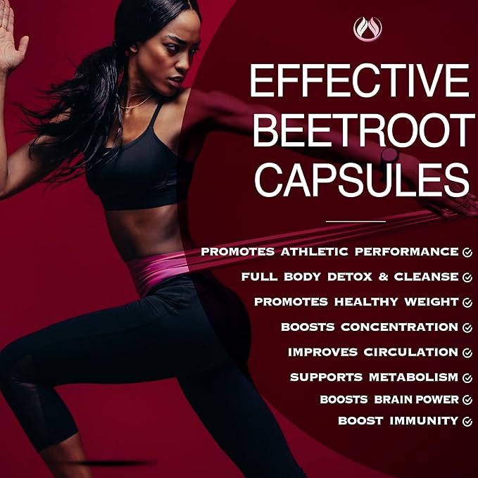 ENCLARE NUTRITION Gélules de poudre de betterave, Betterave 1300mg. Suppléments d'oxyde nitrique pour hommes, soutient la santé intestinale des femmes, l'énergie, le cerveau, la performance athlétique, la santé cardiaque Sans OGM 180 gélules (3)