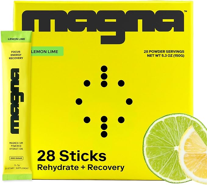 マグナ 電解質パウダードリンクミックス 水分補給、エネルギー＆集中力サポート マグネシウムL-トレオン酸、ナトリウム、カリウム、ビタミンD、B6、B12配合 砂糖不使用 レモンライム風味 28回分