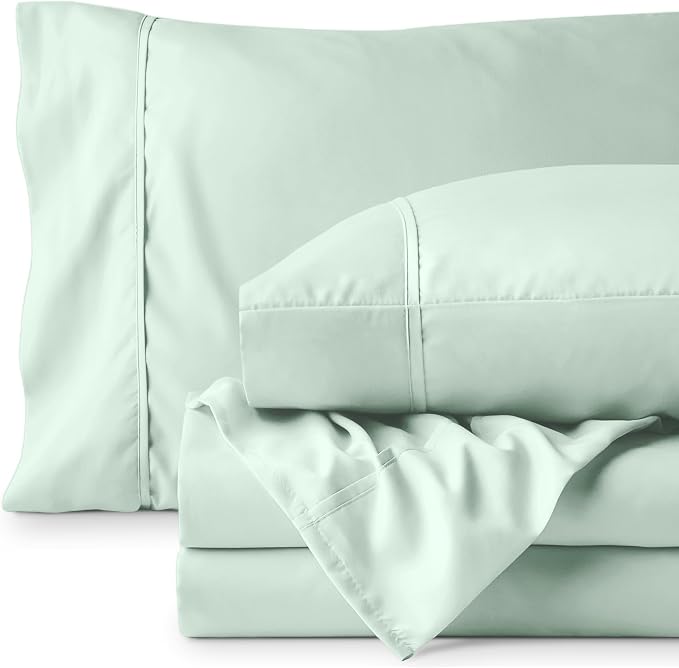 Bare Home King Sheet Set - 1800 Ultra-Soft Microfiber King Bed Sheets - Double Brushed - Deep Pockets - Easy Fit - 4 Piece Set - Bedding Sheets & Pillowcases (King, Spring Mint)