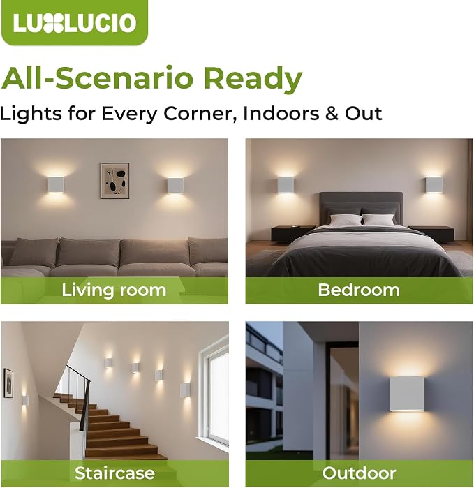 2 Pack Bright Silver Up and Down LED Wall Sconce, IP65 Waterproof Indoor Outdoor Wall Lamp, 18W 1620lm 5%-100% Dimmable, 5CCT 2700K-5000K, CRI90+, 120V-277V Modern Lighting for Bedroom Porch
