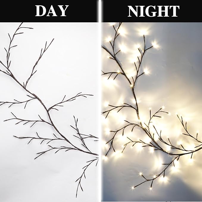 96 LED Willow Vine Lights 6FT Enchanted Wall Decoration Vine Lights Tree Branches Light 8 Modes for Home Indoor Wall Decoration (Warm White)