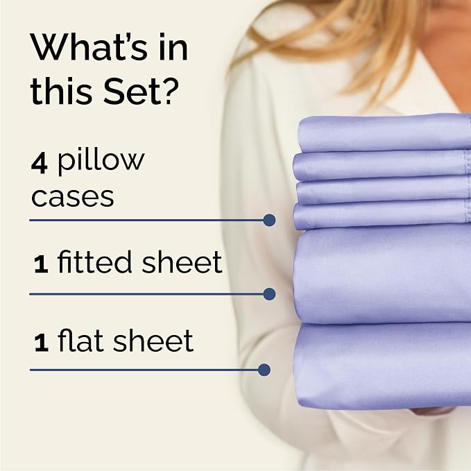 Cal King 6 Piece Sheet Set - Comfy Breathable & Cooling - Ultra-Soft Hotel Luxury Bedding Set w/ 8-16 Inch Deep Pockets - 1 Flat & 1 Fitted Sheet & 4 Pillowcases - Wrinkle Free & Easy Care - Lavender