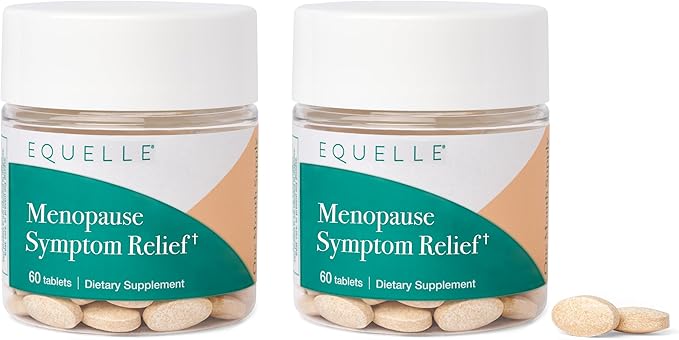 EQUELLE Soulagement multi-symptômes pour la périménopause et la ménopause Soulagement des bouffées de chaleur, des douleurs musculaires et améliore le sommeil. Sans hormones, S-Équol végétal – 2 mois d'approvisionnement (120 comprimés)