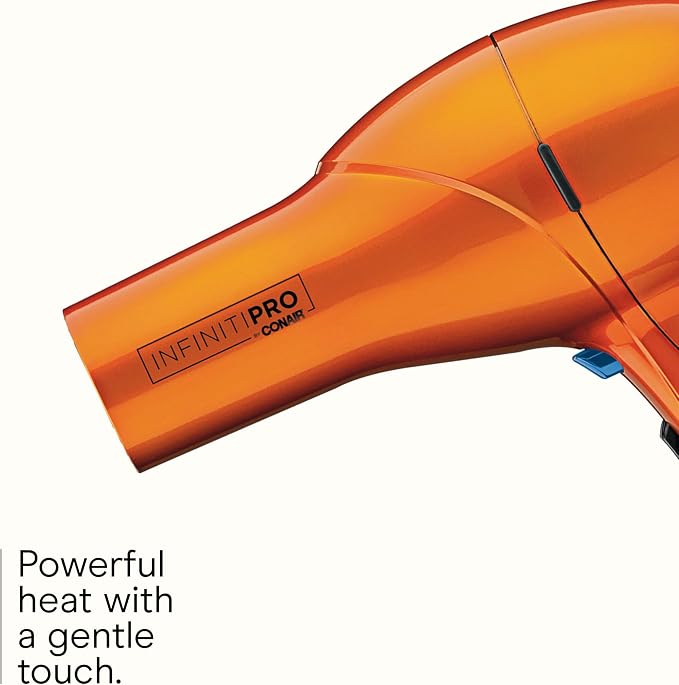 Infiniti PRO CONAIR Hair Dryer with Diffuser, Professional AC Motor, Tourmaline Ceramic Technology Blow Dryer, Includes Concentrator and Blowout Brush, Amazon Exclusive, Orange