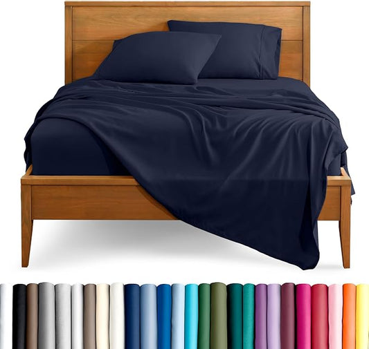 Bare Home Full Sheet Set - 1800 Ultra-Soft Microfiber Full Bed Sheets - Double Brushed - Deep Pockets - Easy Fit - 4 Piece Set - Bedding Sheets & Pillowcases (Full, Midnight Blue)
