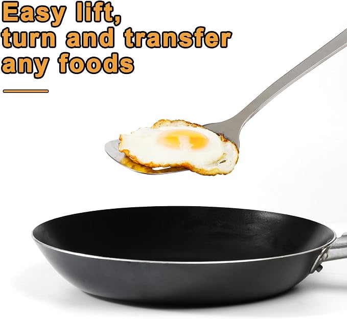 FJNATINH Stainless Steel Wok Spatula and Ladle Tool, Mirror Polished Cooking Utensils Set Metal Wok Accessories with Wooden Handle,Easy to Clean Kitchen Utensils,Sliver