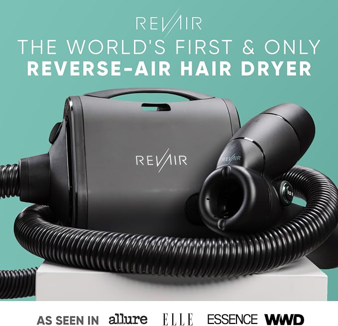 RevAir Reverse-Air Hair Dryer - Innovative Quick-Drying Hair Dryer for Curly, Wavy & Straight Hair - Revolutionary Reverse Blow Dryer -Hairdryer to Reduce Heat Damage & Styling Time