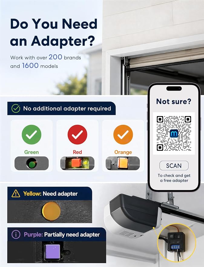 meross Smart Garage Door Opener Remote, Compatible with Apple HomeKit, Siri, CarPlay, Alexa, Google, SmartThings, and Android, Universal WiFi Garage Door Controller, App + Voice Control, No Hub Needed