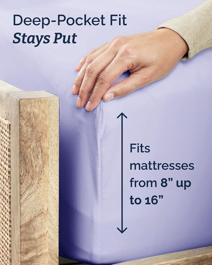 Twin XL 4 Piece Sheet Set - Comfy Breathable & Cooling - Ultra-Soft Hotel Luxury Bedding Set w/ 8-16 Inch Deep Pockets - 1 Flat & 1 Fitted Sheet & 2 Pillowcases - Wrinkle Free & Easy Care - Lavender