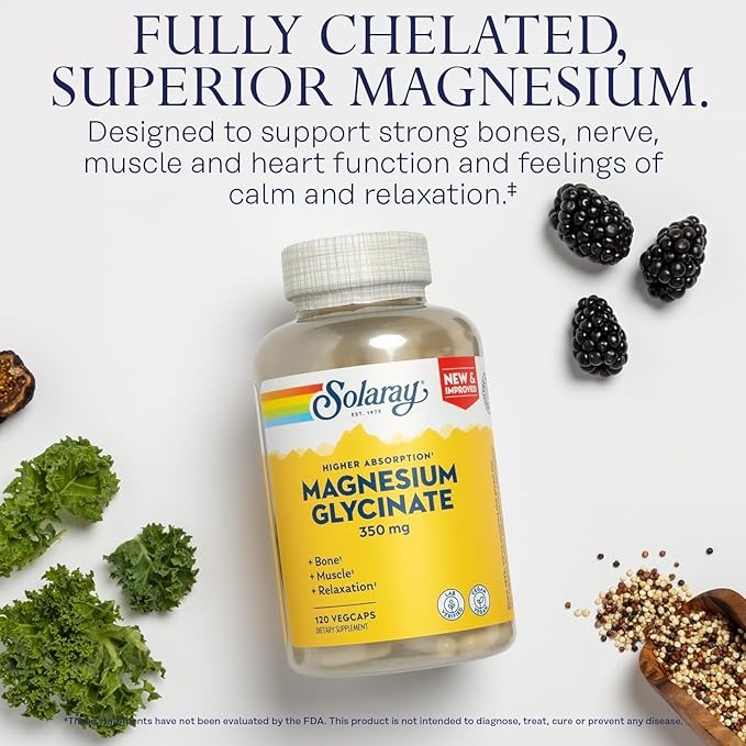 SOLARAY Vitamine D3 K2 et Glycinate de Magnésium - Ensemble pour la Santé Osseuse - Absorption du Calcium, Soutien Nerveux, Cardiaque et Immunitaire avec 5000 UI de Vitamine D, 350mg de Magnésium Chélaté, Garantie de 60 Jours, 60 gélules/120 gélules