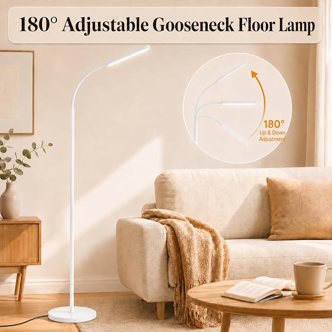 Wio-Mio Floor Lamps, 15w/1000lm Bright LED Floor Lamp with Stepless Adjustable 3000K-6000K Colors and Dimmer, Remote and Touch Control Reading Lamp, Adjustable Floor Lamp for Living Room