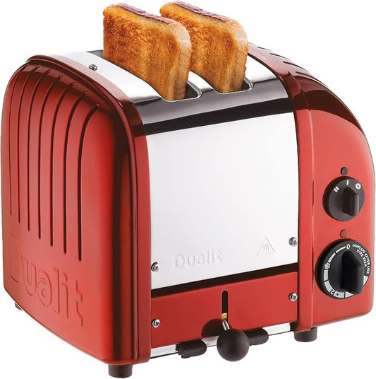 Dualit Classic 2 Slice NewGen Apple Candy Red Toaster - Hand Built in the UK – Replaceable ProHeat Elements - Heat One/ Two Toast Slices, Defrost Bread, Mechanical Timer - For Toast, Bagels & More