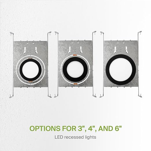 ASD 6 Pack New Construction Mounting Plate Round Hole - 8/10/12 Inch Adjustable Galvanized Steel Wafer Light Rough In Plate, Universal Light Fixture Mounting Bracket with Extendable Hanger Bars