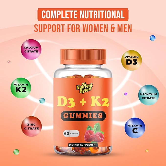 Vitamin D3 K2 Gummies – 4000 IU D3 + 140 mcg K Blend – Immune & Bone Support – Vegan, Non-GMO & Gluten-Free – 60 Berry-Flavored Gummies for Children
