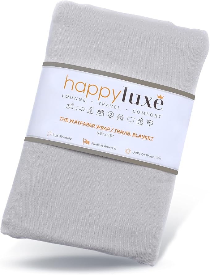 Happyluxe Travel Shawl Wraps for Women - 68x35in Wrap. Lightweight Pashmina, Airplane Travel Blanket Scarf. Made In USA