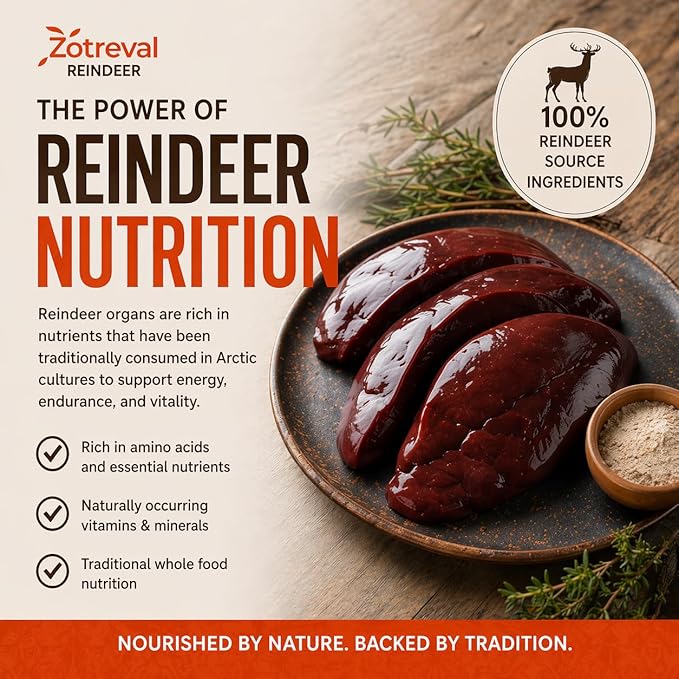 Reindeer Organ Supplement for Men, Arctic Herb & Reindeer Organ Blend, Daily Support for Energy, Stamina & Overall Wellness 60 Capsules