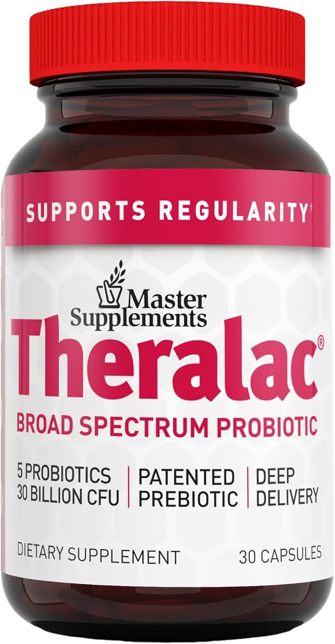 Master Supplements Theralac - 30カプセル - 複数の菌株を配合したプロバイオティクスで最適な腸の健康をサポート + ガスと膨満感を軽減 - グルテンフリー - 30回分