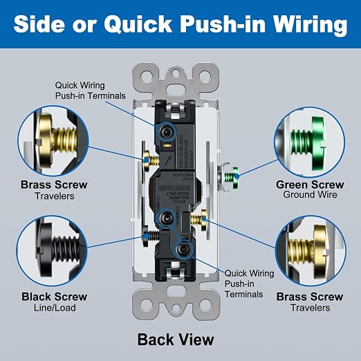 BESTTEN 20 Pack 3-Way Decorator Wall Light Switch with Wallplate, 15A 120V/277V, Single Pole or Three Way, On/Off Rocker Paddle Wall Switch, 3 Wire, Residential and Commercial Grade, UL Listed, White