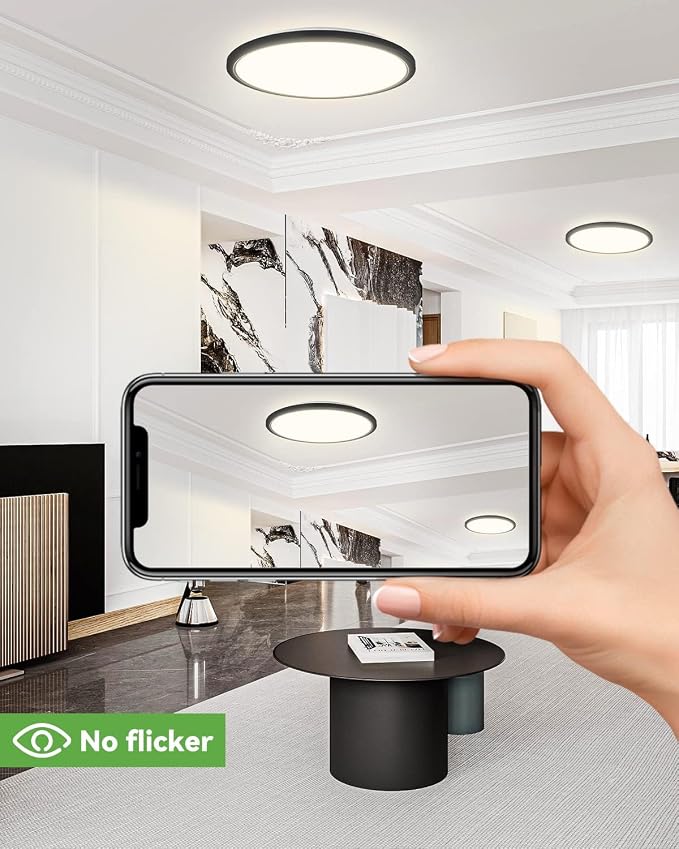 zemty 8Pack 12 Inch LED Ceiling Light Flush Mount, 24W 3200Lumens 5 CCT Adjustable (3000K-6500K), Round Bright Light Fixture for Bedroom Kitchen Bathroom Hallway Closet