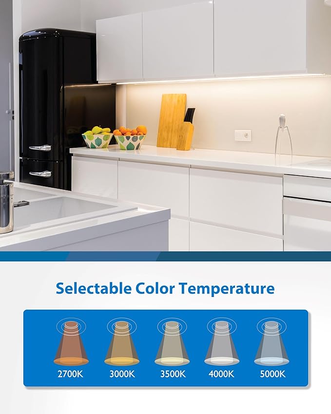 33” LED Direct Wire Under Cabinet Light - Undercounter LED Lights for Kitchen - Selectable CCT 2700K-5000K, 952-1008 Lumens, 14W - UCB Series Hardwired Under Cabinet Lighting by NICOR Lighting