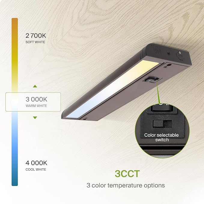 ASD Swivel LED Under Cabinet Lighting Plug in or Hardwired 12 Inch, Dimmable Under Cabinet Lights with High/Low/Off Switch, 3CCT 2700K-4000K, Linkable Under Counter Lights for Kitchen, Bronze, ETL