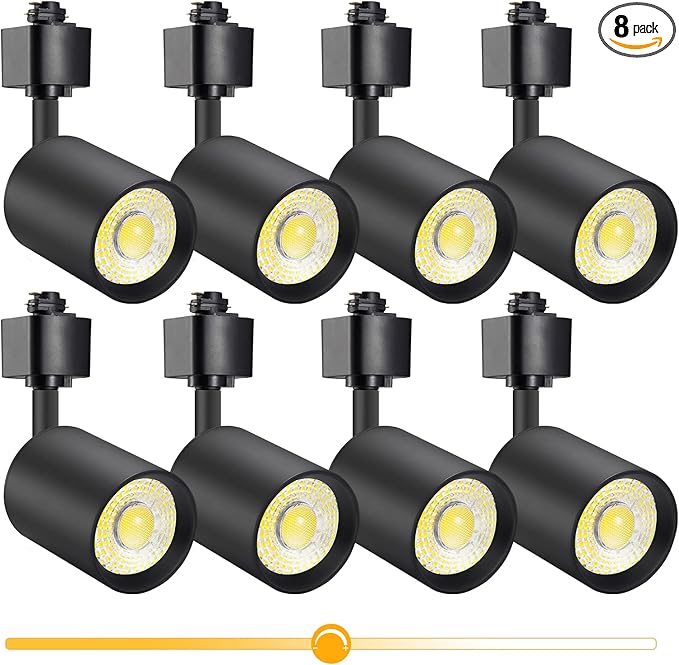 VANoopee 10W Dimmable LED Track Lighting Heads H Type Track Light Replacement Fixtures Bright 3000K Warm White Ceiling Spotlight for Accent Task Art, Flicker Free CRI90+ 24° 800lm Black, Pack of 8