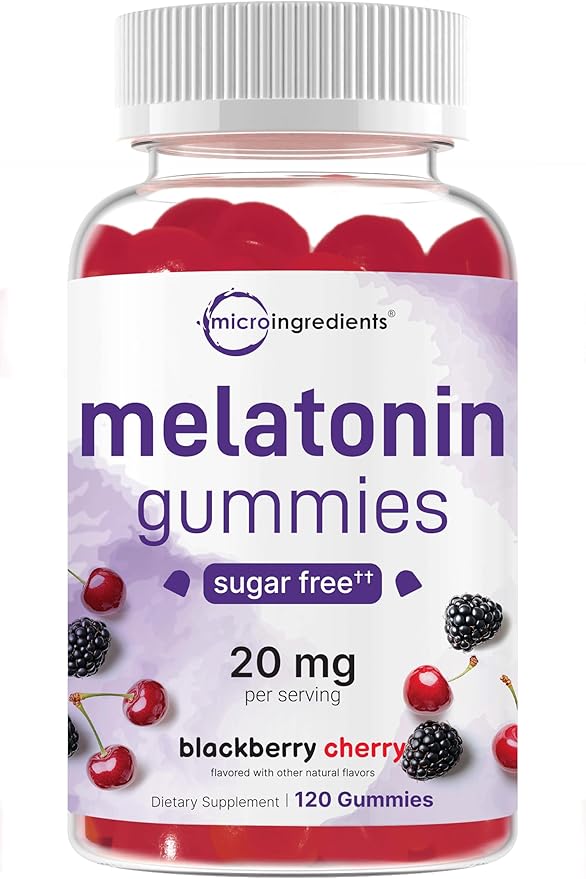 Micro Ingredients Melatonin Gummies & Vitamin D3 10,000IU + K2 Softgels | Bundle | Sugar-Free BlackBerry Cherry Flavor | No Drug, Non-Habit-Forming Ingredients | D & K Sunshine Vitamins + Coconut Oil