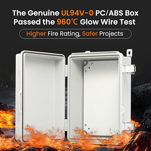 QILIPSU UL94-V0 Outdoor Electrical Box 13.8"x9.9"x5.9" Waterproof Junction Box Weatherproof PC/ABS Alloy Plastic IP66 Project Electric Enclosure Grey Hinged Door