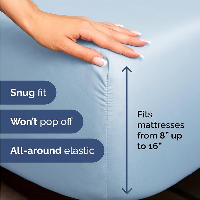 Split King 7 Piece Sheet Set - Comfy Breathable & Cooling - Soft Hotel Luxury Bedding Set with 8-16 Inch Deep Pockets - 1 Flat & 2 Fitted Sheet & 4 Pillowcases - Wrinkle Free & Easy Care - Baby Blue