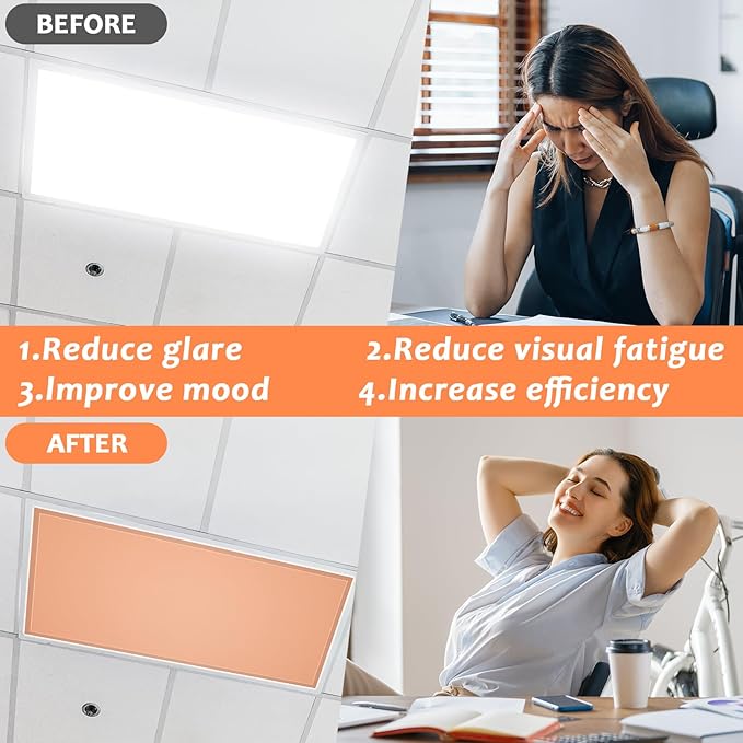 QOUBAI 6PCS Fluorescent Light Covers, 4x2 Feet Magnetic Light Cover Fluorescent Lights Shade Panel Positive Inspirational Ceiling Lights Filters for Office Classroom Home Drop Ceiling Pastel Boho